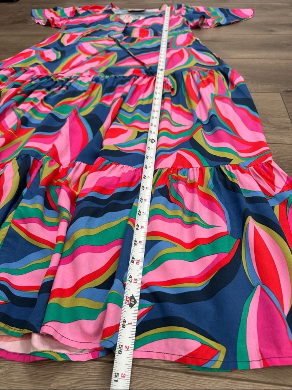 White Closet Elements Abstract Multicolor Floral Maxi Dress Pink Blue Size Small - Picture 7 of 11